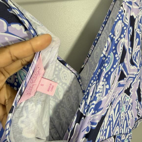 Lilly Pulitzer Women Parigi Maxi Dress Lilac Verbena Kimono Sleeve Tropical Sz S - Picture 7 of 8